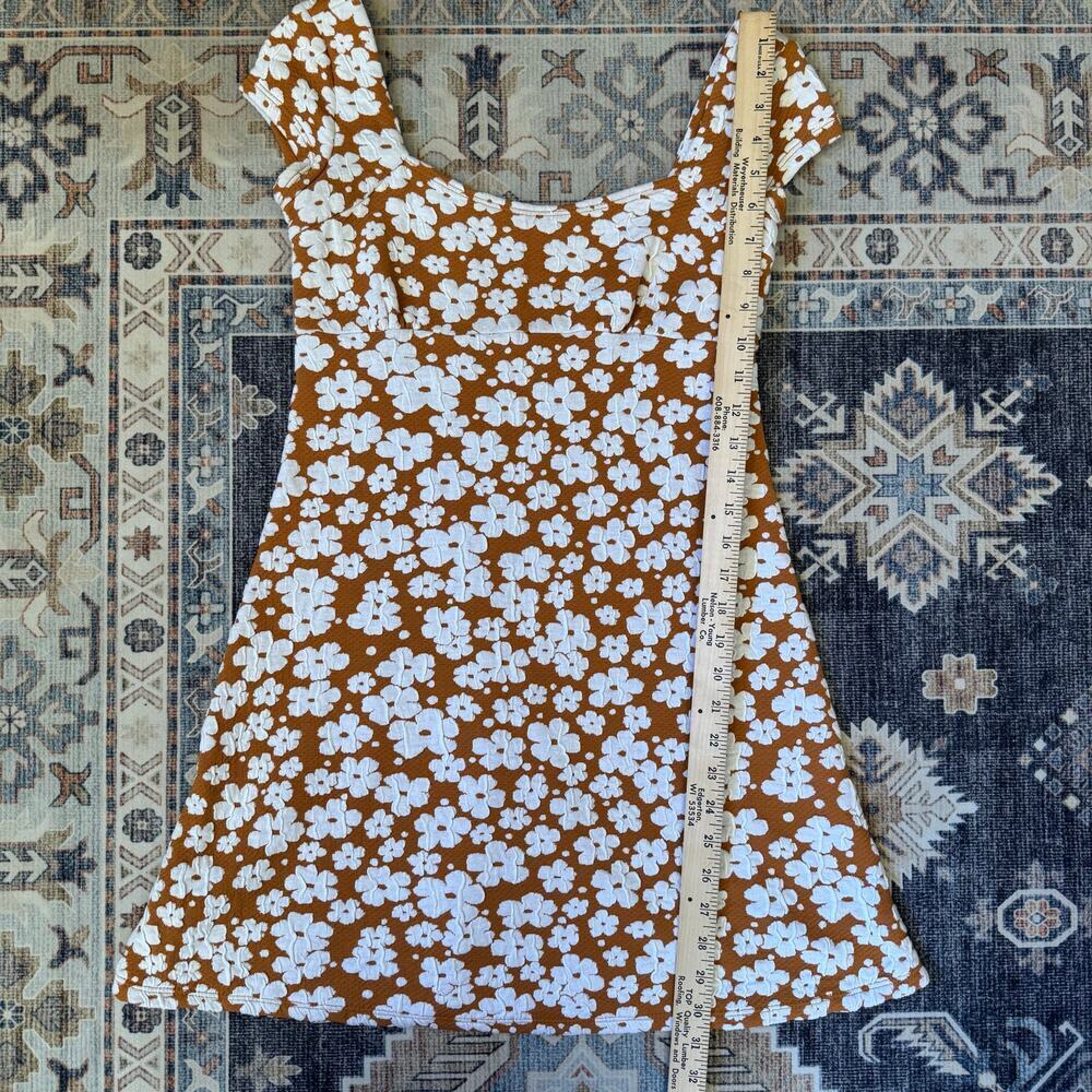 Altar’d State Floral Mini Orange & White Cap Sleeve Dress Women’s Size Small - Picture 8 of 8